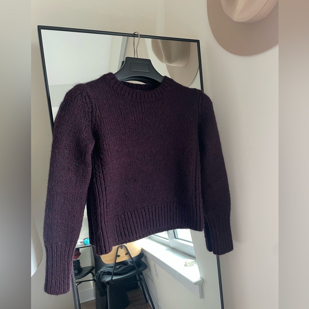 Club Monaco Alpaca Wool Cropped Sweater Plum Crewneck XS